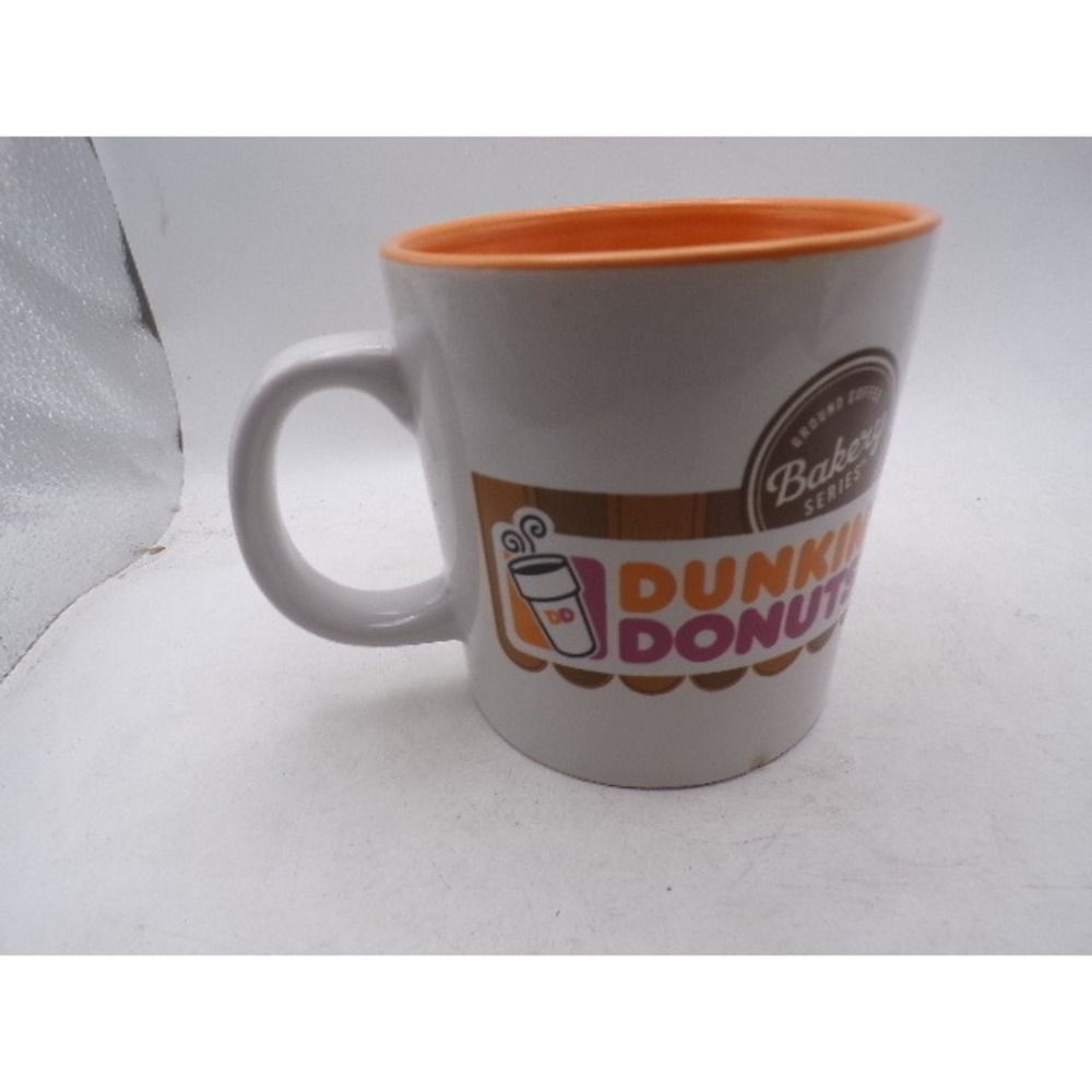 Dunkin Donuts Bakery Series Coffee Mug White Orange Ceramic Logo Cup